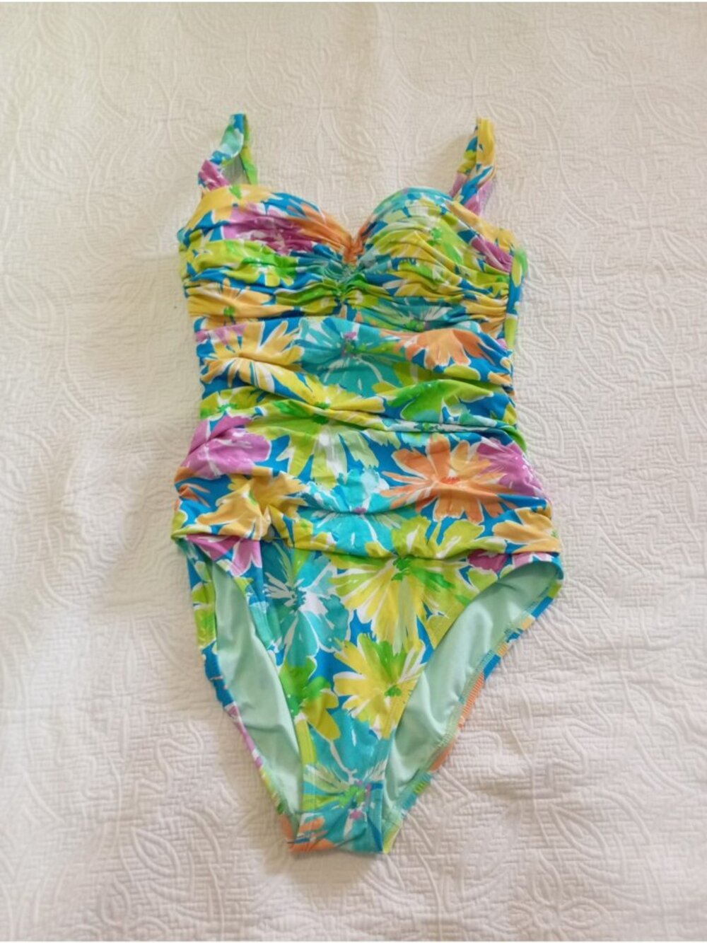Bleu Rod Beattie Womens Floral One-Piece Swimsuit Size 6 Multicolor